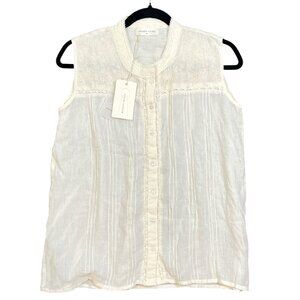 Maison Hotel Horacio Sleeveless Blouse Button Shirt White Size XS New